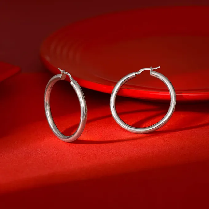 Silver Round Hoop Earring