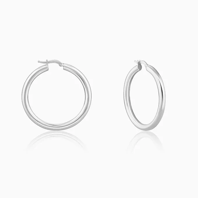 Silver Round Hoop Earring