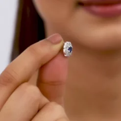 Silver Royal Blue Bloom Studs
