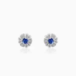 Silver Royal Blue Bloom Studs