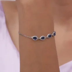 Silver Royal Blue Drop Bracelet
