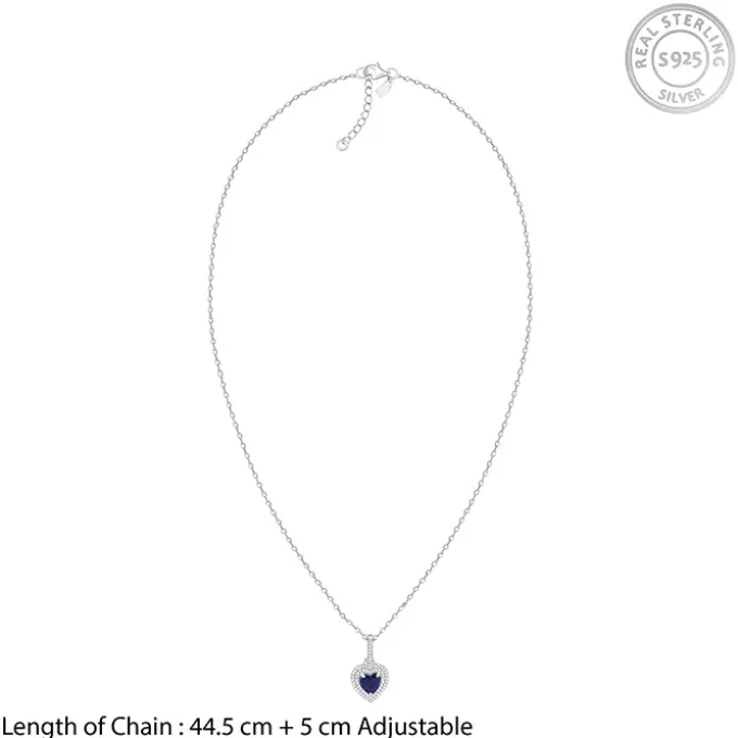 Silver Royal Heart Pendant With Link Chain