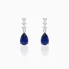 Silver Sapphire Blue Drop Earrings