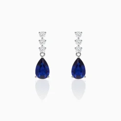 Silver Sapphire Blue Drop Earrings