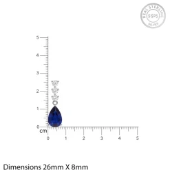 Silver Sapphire Blue Drop Earrings