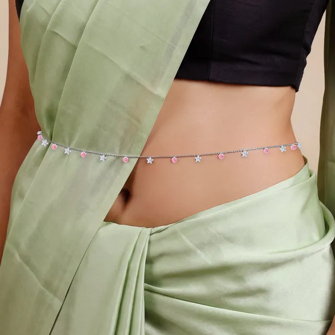 Silver Satellite Beads Waist Chain