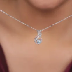 Silver Sea of Love Pendant with Link Chain