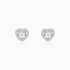 Silver Shimmer Heart Stud Earrings