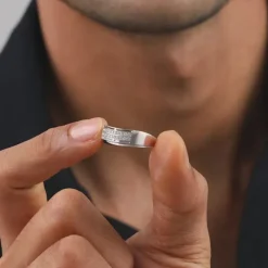 Silver Shimmer Wave Ring For Him
