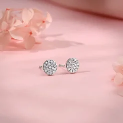 Silver Shimmering Sphere Stud Earrings