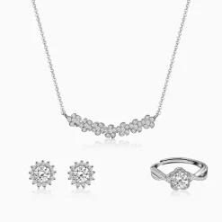 Silver Shining Zircon Flower Trio
