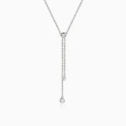 Silver Shinny Beauty Lariat Necklace
