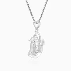 Silver Shiva Pendant with Box Chain