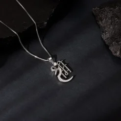 Silver Shree Ram Pendant with Box Chain For Him