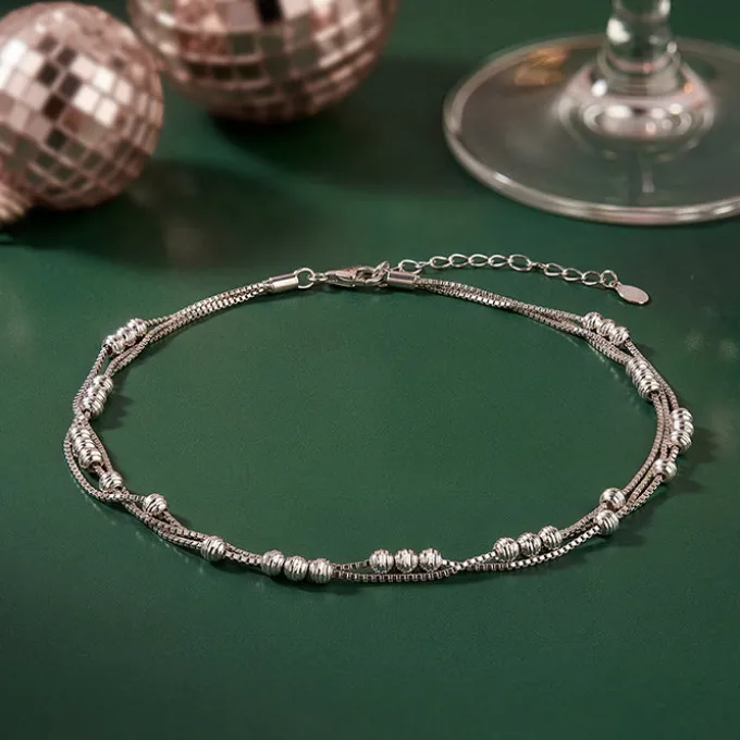 Silver Silence Layered Anklet