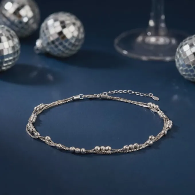 Silver Silence Layered Anklet