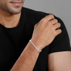 Silver Sleek Iced Bracelet For Him