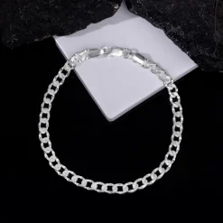 Silver Sleek Iced Bracelet For Him