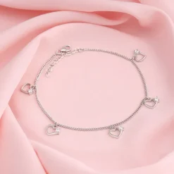 Silver Small Heart Charm Anklet
