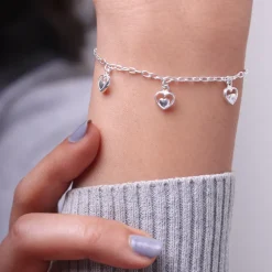 Silver Small Heart Charm Bracelet