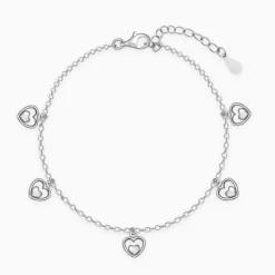 Silver Small Heart Charm Bracelet