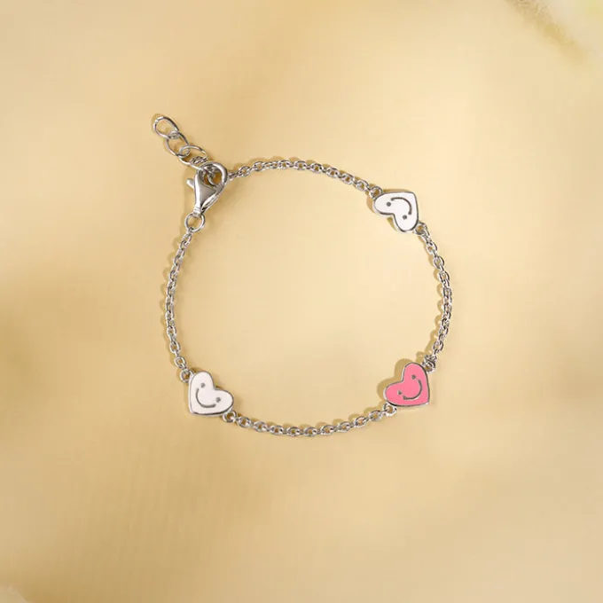 Silver Smiley Love Kids Bracelet (0 - 2 Years)