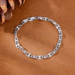 Silver Snail Chain Bracelet For Him