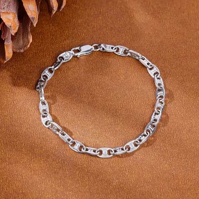 Silver Snail Chain Bracelet For Him