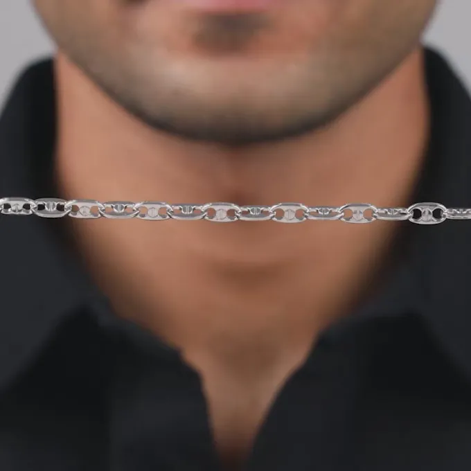 Silver Snail Chain Bracelet For Him