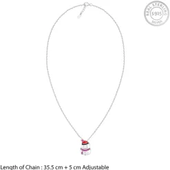 Silver Snowman Kids Pendant With Link Chain