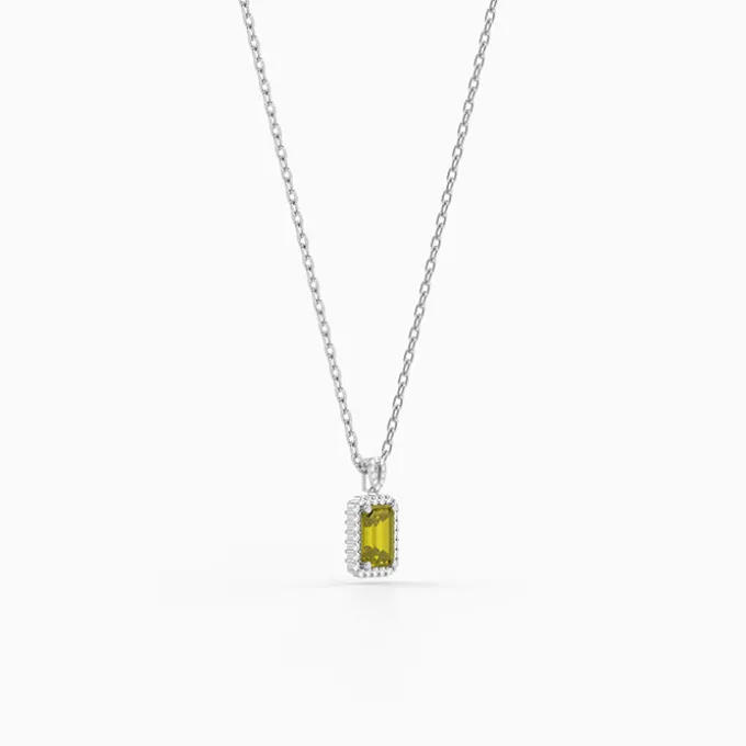 Silver Soleil Frame Pendant with Link Chain