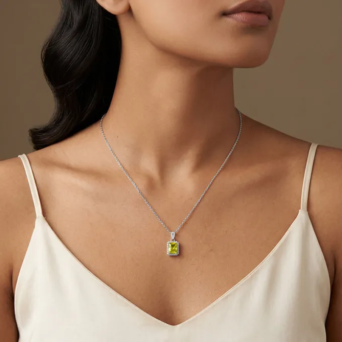 Silver Soleil Frame Pendant with Link Chain
