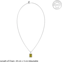 Silver Soleil Frame Pendant with Link Chain