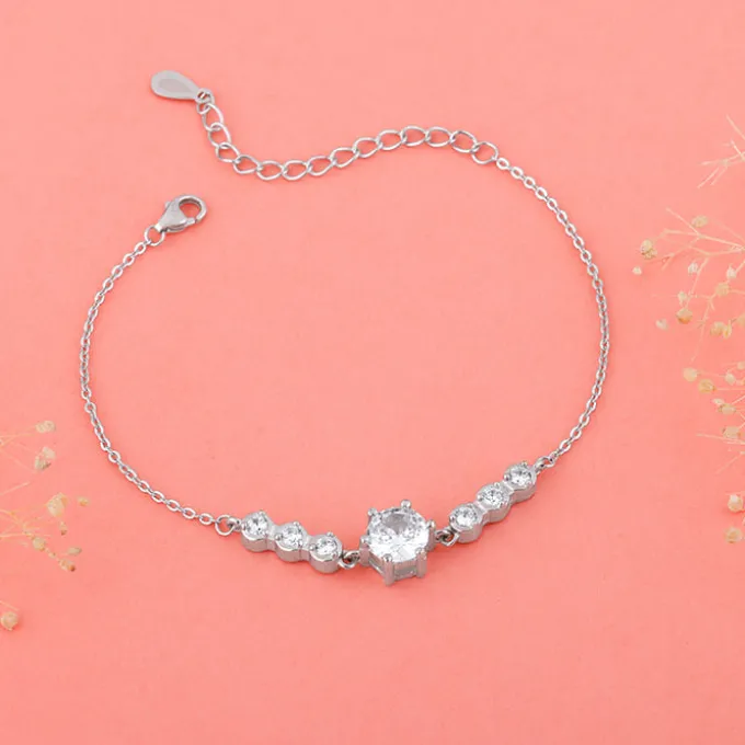 Silver Solitaire Grace Bracelet