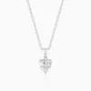Silver Solitaire Heart Pendant with Link Chain