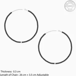 Silver Soul Spirit Black Bead Anklet