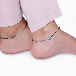 Silver Sparkling Evil Eye Anklet