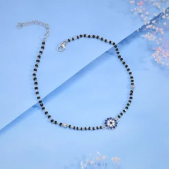 Silver Sparkling Evil Eye Anklet