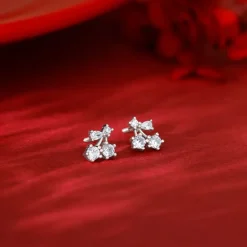 Silver Sparkling Floral Studs