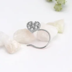 Silver Sparkling Heart Nose Pin