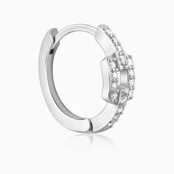 Silver Sparkling Loop Huggies Earrings