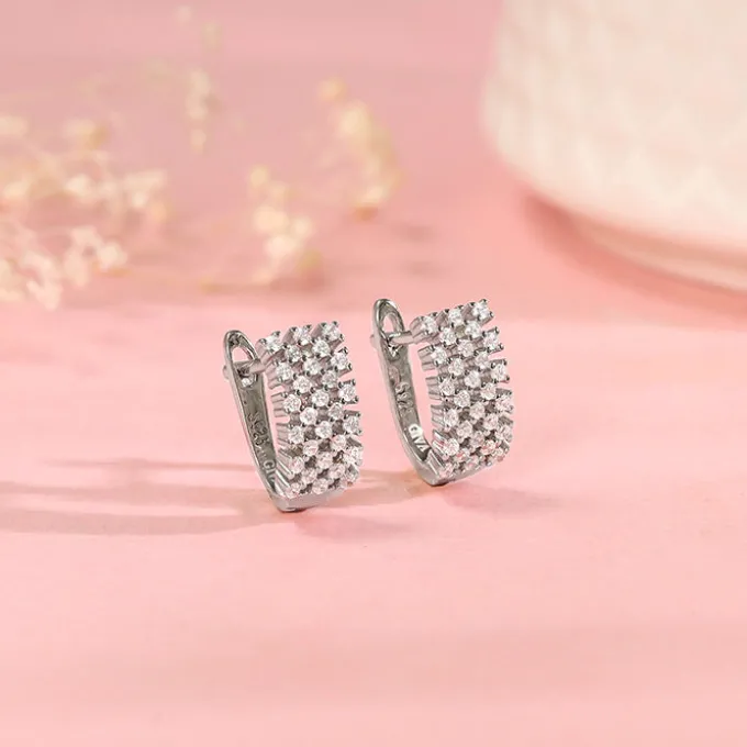 Silver Sparkling Shine Hoop Earrings