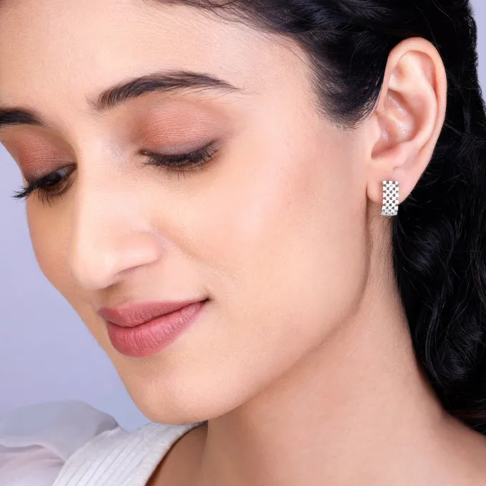 Silver Sparkling Shine Hoop Earrings