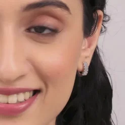 Silver Sparkling Shine Hoop Earrings