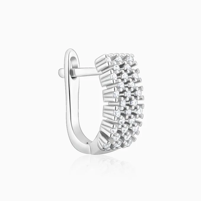 Silver Sparkling Shine Hoop Earrings