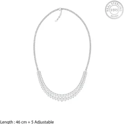 Silver Sparkling Solitaire Layered Necklace