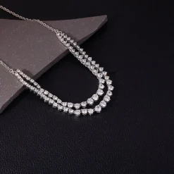 Silver Sparkling Solitaire Layered Necklace