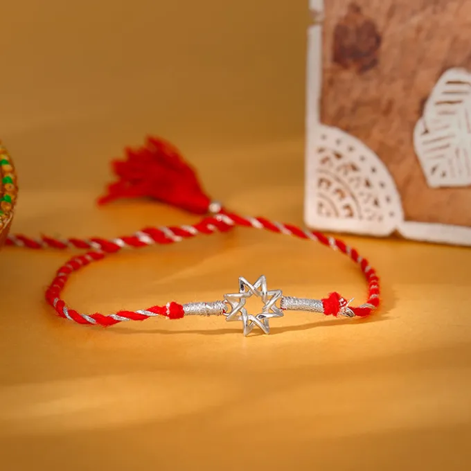Silver Sparkling Star Rakhi