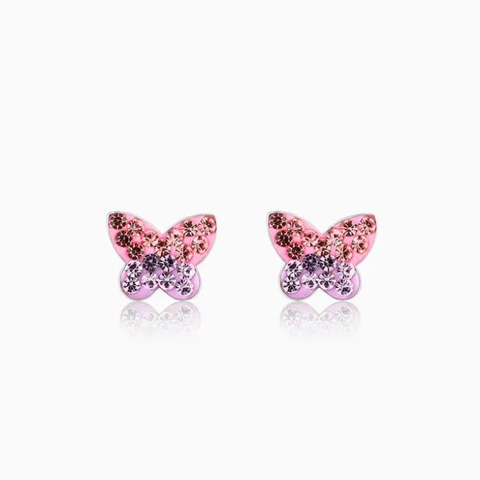 Silver Sparkly Butterfly Kids Earrings (4-12 yrs)