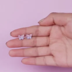 Silver Sparkly Butterfly Kids Earrings (4-12 yrs)